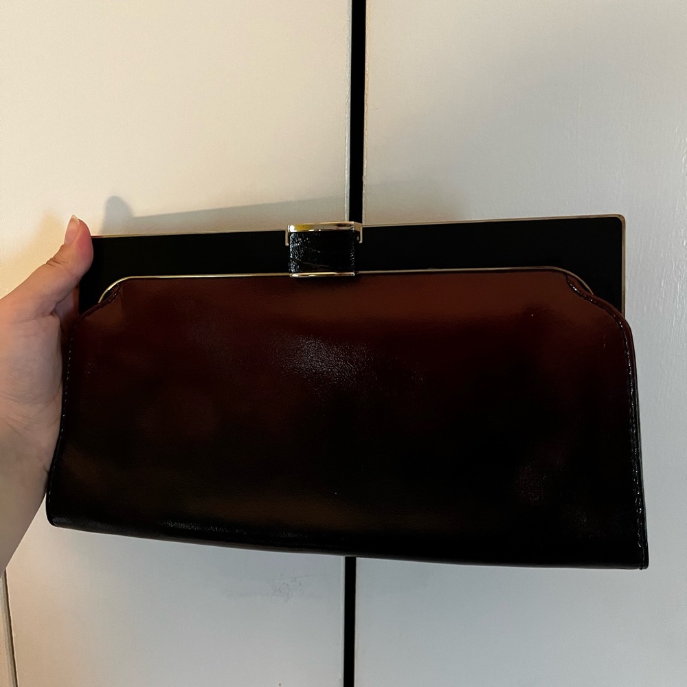 Banana Republic reddish brown to black ombré clutch.
